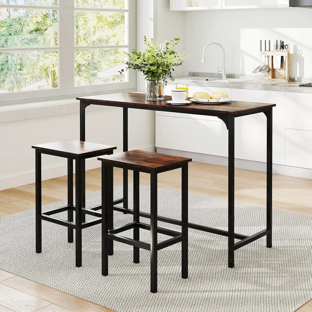 Set masa scaune Costway KC55795CF (Brown/Black)