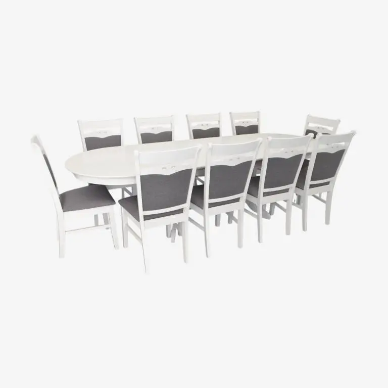 Комплект стол + 10 стульев Evelin HV-33V + HV-3167 NV-10WP (White/Grey)