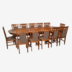 Комплект стол + 12 стульев Evelin HV-33V + Deepa R Ekea-12 (Burnish Oak/Dark Brown)