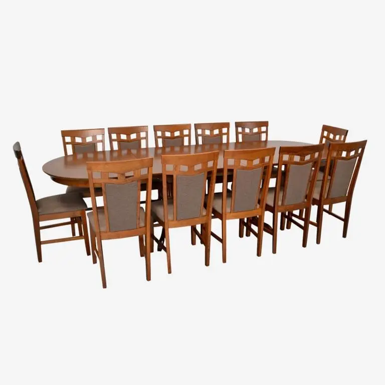 Комплект стол + 12 стульев Evelin HV-33V + Deepa R Ekea-12 (Burnish Oak/Dark Brown)