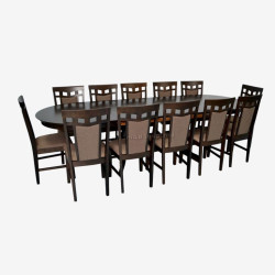 Комплект стол + 12 стульев Evelin HV-33V + Deepa R Ekea-12 (Chocolate/Dark Brown)