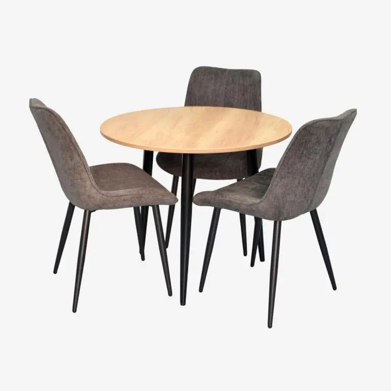 Set masa + 3 scaune Evelin DT-404-2B + YTC-055B UF885-15 (Natural/Dark Grey)