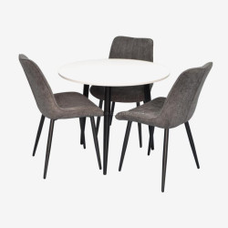 Set masa + 3 scaune Evelin DT-404-3B + YTC-055B UF885-15 (White/Dark Grey)