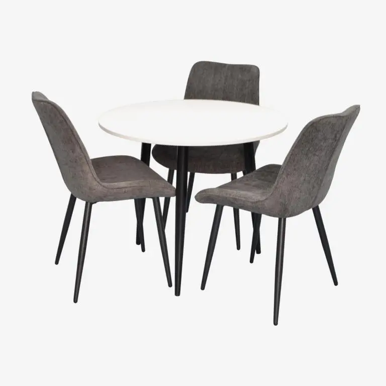 Set masa + 3 scaune Evelin DT-404-3B + YTC-055B UF885-15 (White/Dark Grey)