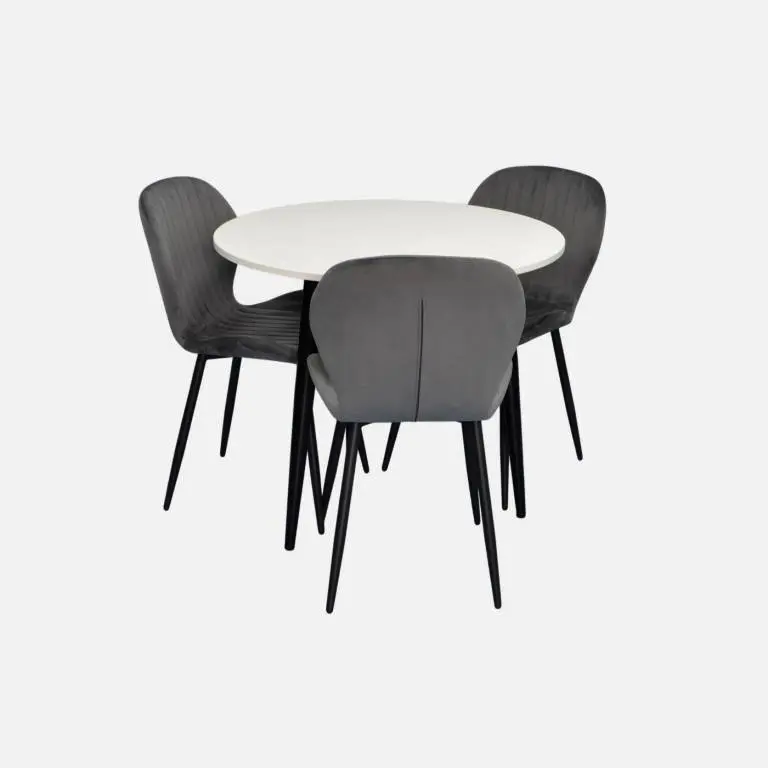 Set masa + 3 scaune Evelin DT 404-3B + YTC-064B Blu-14 (White/Dark Grey)
