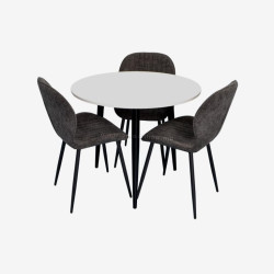 Set masa + 3 scaune Evelin DT-404-3B + YTC-064B UF885-15 (White/Dark Grey)