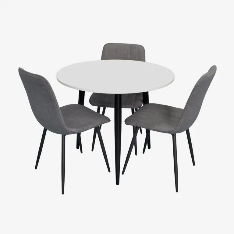 Set masa + 3 scaune Evelin DT-404-3B + YTC-078B Bjorn-13 (White/Grey)