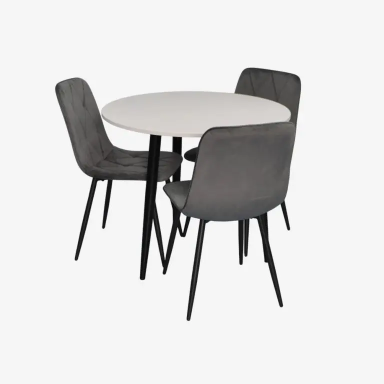 Set masa + 3 scaune Evelin DT-404-3B + YTC-080B Bluvel-14 (White/Dark Grey)