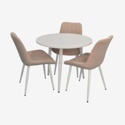 Set masa + 3 scaune Evelin DT-404-5Wh + YTC-055Wh UF885-03 (White/Light Beige)