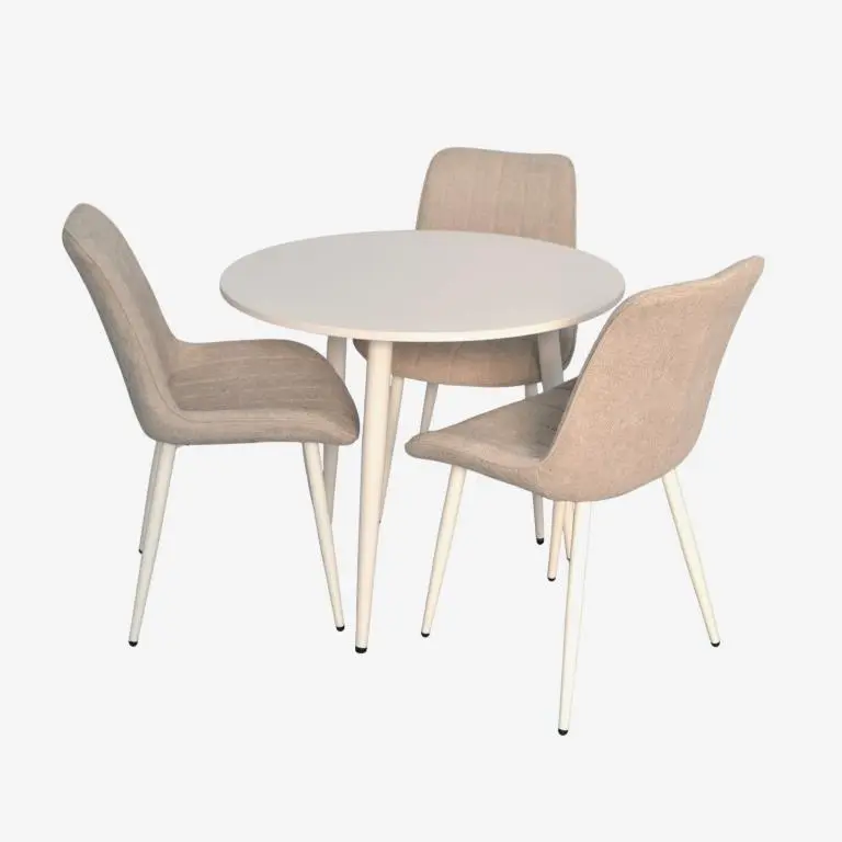 Set masa + 3 scaune Evelin DT-404-5Wh + YTC-055Wh UF885-13 (White/Light Grey)