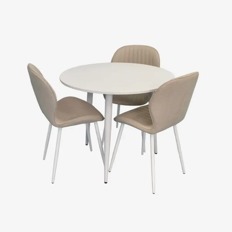 Set masa + 3 scaune Evelin DT-404-5Wh + YTC-064Wh Bjorn-24 (White/Light Beige)