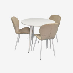 Set masa + 3 scaune Evelin DT-404-5Wh + YTC-064Wh UF910-01 (White/Light Beige)