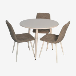 Комплект стол + 3 стула Evelin DT-404-5Wh + YTC-080Wh UF885-14 (White/Grey)