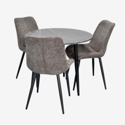 Set masa + 3 scaune Evelin DT-404-6B + YTC-055B UF885-15 (Black Marble/Dark Grey)