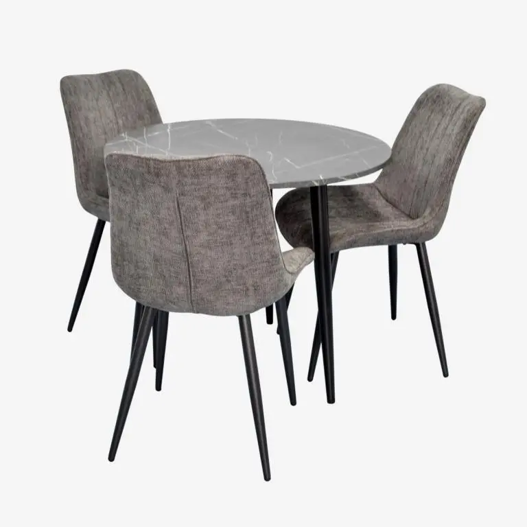 Set masa + 3 scaune Evelin DT-404-6B + YTC-055B UF885-15 (Black Marble/Dark Grey)