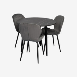 Set masa + 3 scaune Evelin DT-404-6B + YTC-064B Blu-14 (Black Marble/Dark Grey)
