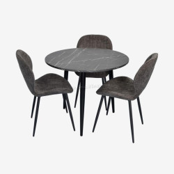 Set masa + 3 scaune Evelin DT-404-6B + YTC-064B UF885-15 (Black Marble/Dark Grey)