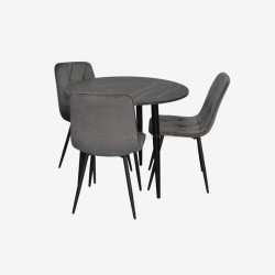 Set masa + 3 scaune Evelin DT-404-6B + YTC-080B Bluvel-14 (Black Marble/Dark Grey)