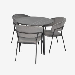 Set masa + 3 scaune Evelin DT-404-6B + YTC-097B UF Blu-14 (Black Marble/Dark Grey)