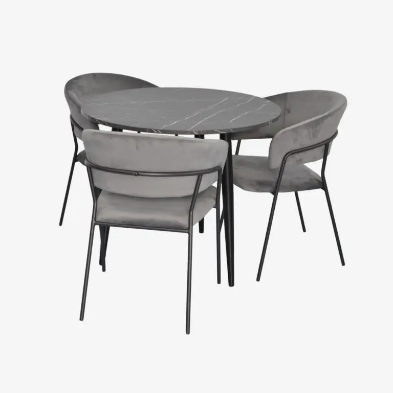 Set masa + 3 scaune Evelin DT-404-6B + YTC-097B UF Blu-14 (Black Marble/Dark Grey)