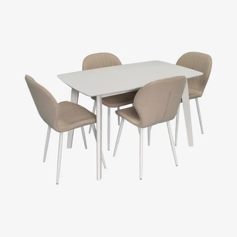 Set masa + 4 scaune Evelin Cooper + YTC-064Wh Bjorn-24 (White/Light Beige)