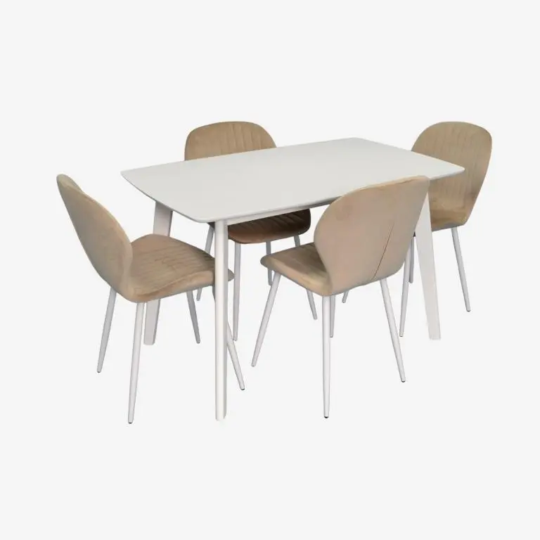 Set masa + 4 scaune Evelin Cooper + YTC-064Wh UF910-01 (White/Light Beige)