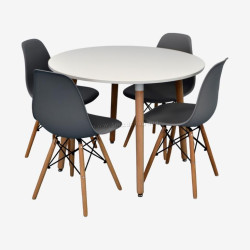 Set masa + 4 scaune Evelin DT-402-1WO + LC-021 (White/Grey)