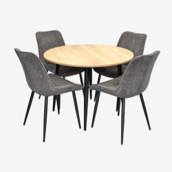 Set masa + 4 scaune Evelin DT-402-2B + YTC-055B UF885-15 (Natural/Dark Grey)