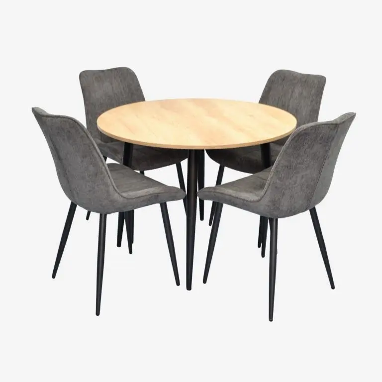 Set masa + 4 scaune Evelin DT-402-2B + YTC-055B UF885-15 (Natural/Dark Grey)