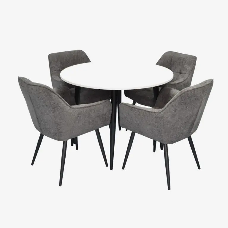 Set masa + 4 scaune Evelin DT-402-3B + YTC-090B UF885-15 (White/Dark Grey)