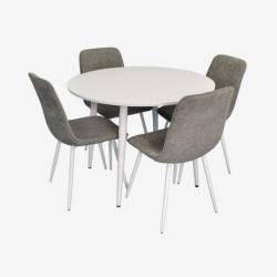 Set masa + 4 scaune Evelin DT-402-5Wh + YTC-078Wh UF885-14 (White/Grey)