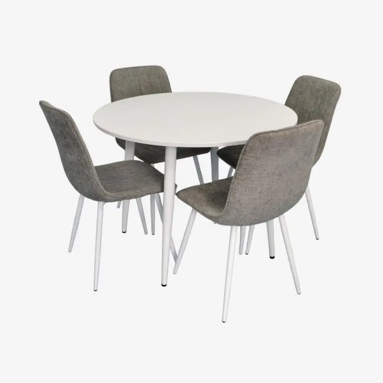 Set masa + 4 scaune Evelin DT-402-5Wh + YTC-078Wh UF885-14 (White/Grey)