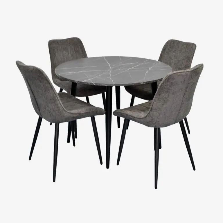 Set masa + 4 scaune Evelin DT-402-6B + YTC-055B UF885-15 (Black Marble/Dark Grey)