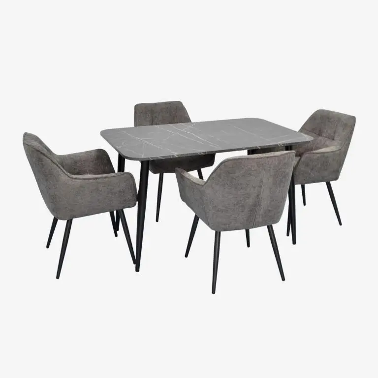 Set masa + 4 scaune Evelin DT-405-6B + YTC-090B UF885-15 (Black Marble/Dark Grey)