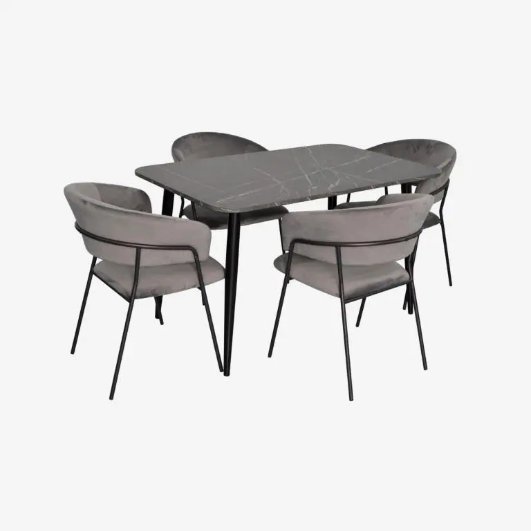 Set masa + 4 scaune Evelin DT-405-6B + YTC-097B UF Blu-14 (Dark Grey/Black)