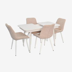 Set masa + 4 scaune Evelin DT-432-1R Wh + YTC-055Wh UF885-03 (White/Light Beige)