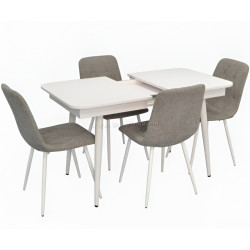 Set masa + 4 scaune Evelin DT-432-1R Wh + YTC-080Wh UF885-14 (White/Grey)