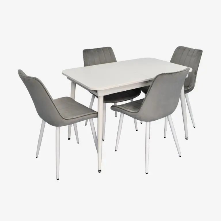 Set masa + 4 scaune Evelin DT-531R Wh + YTC-055Wh Blu-13 (White/Light Gray)