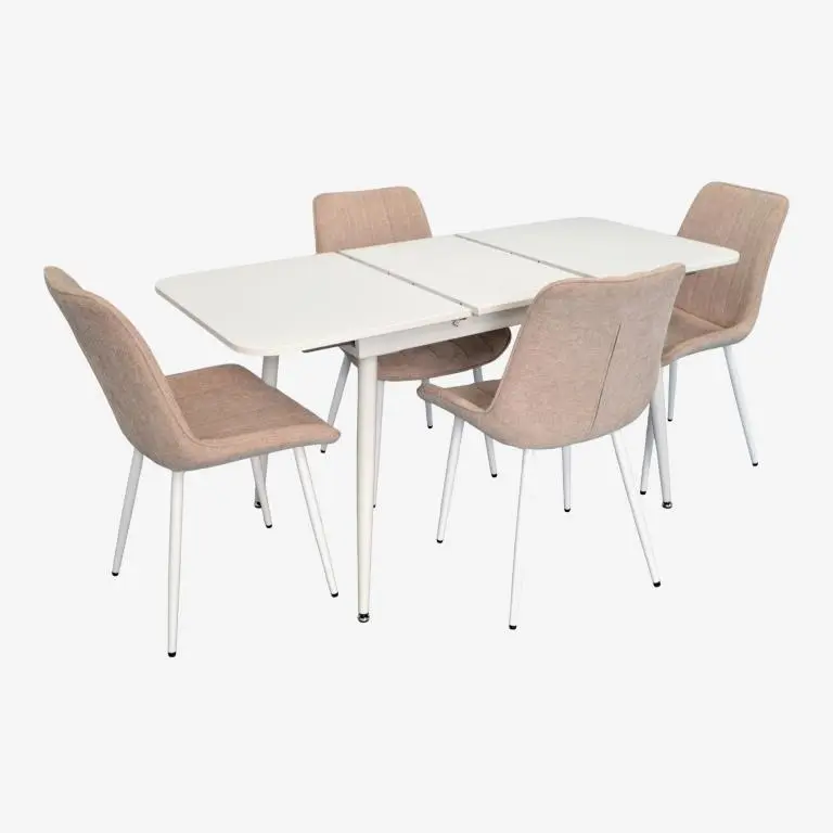 Set masa + 4 scaune Evelin DT-531R Wh + YTC-055Wh UF885-03 (White/Light Beige) - 2