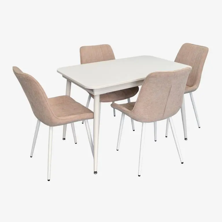 Set masa + 4 scaune Evelin DT-531R Wh + YTC-055Wh UF885-03 (White/Light Beige)