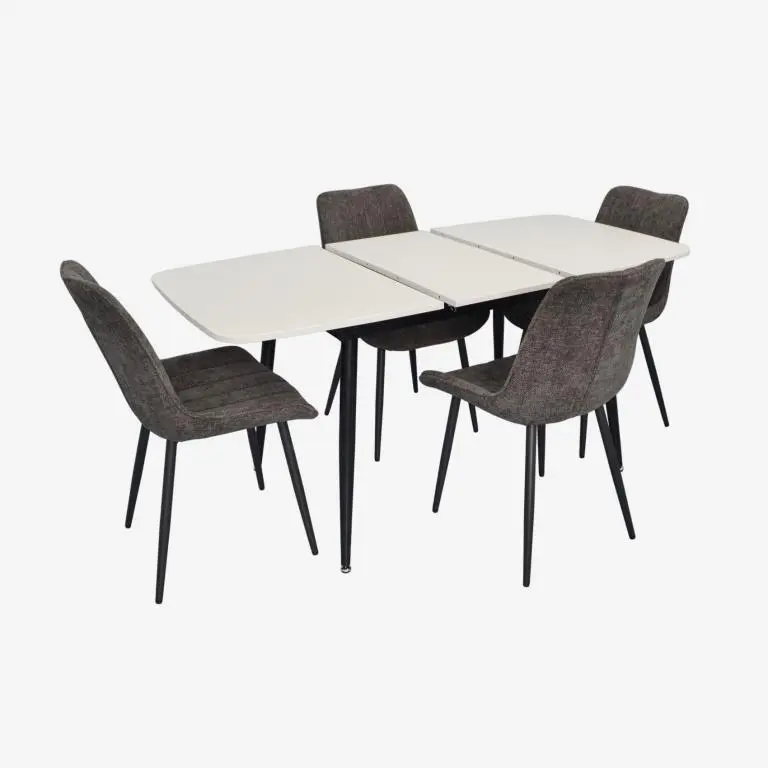 Set masa + 4 scaune Evelin DT-532R B + YTC-055B UF885-15 (White/Dark Grey) - 2