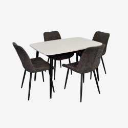 Set masa + 4 scaune Evelin DT-532R B + YTC-055B UF885-15 (White/Dark Grey)