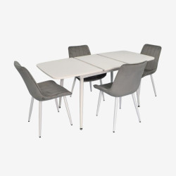Set masa + 4 scaune Evelin DT-532R Wh + YTC-055Wh Blu-13 (White/Light Grey) Thumb