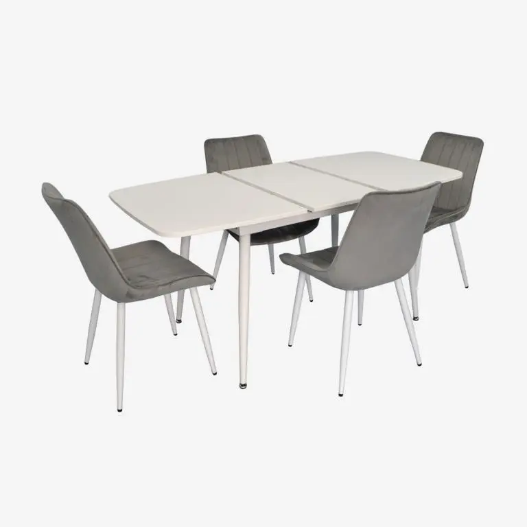 Set masa + 4 scaune Evelin DT-532R Wh + YTC-055Wh Blu-13 (White/Light Grey) - 2