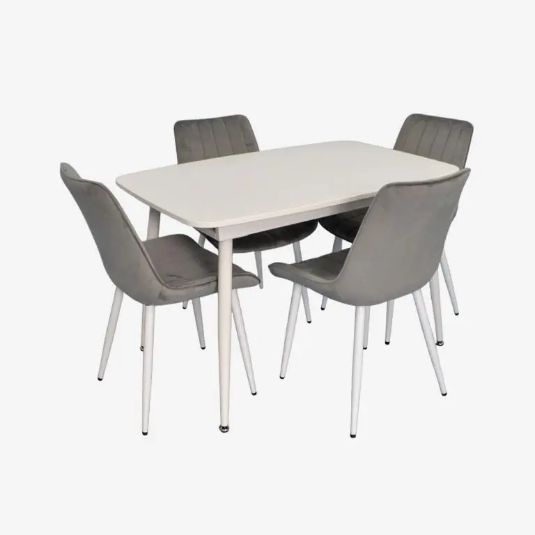 Set masa + 4 scaune Evelin DT-532R Wh + YTC-055Wh Blu-13 (White/Light Grey)
