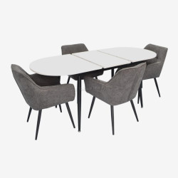 Set masa + 4 scaune Evelin DT-533R B + YTC-090B UF885-15 (White/Dark Grey)