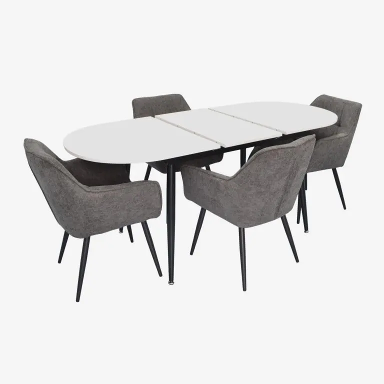 Set masa + 4 scaune Evelin DT-533R B + YTC-090B UF885-15 (White/Dark Grey)