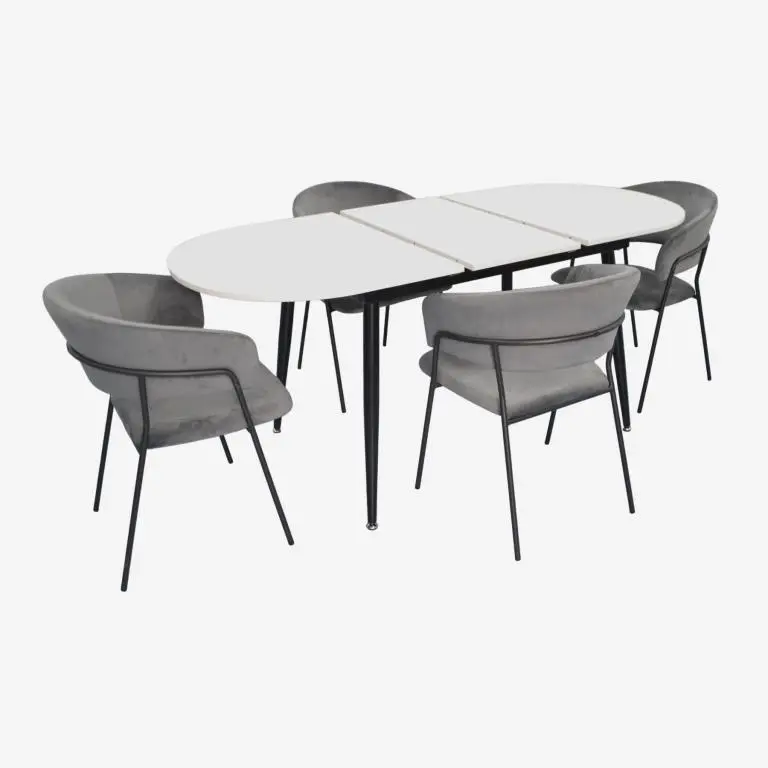 Set masa + 4 scaune Evelin DT-533R B + YTC-097B UF Blu-14 (White/Dark Grey)