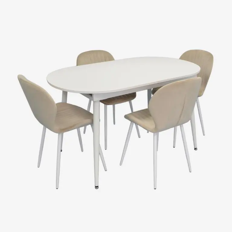Set masa + 4 scaune Evelin DT-533R Wh + YTC-064Wh UF910-01 (White/Light Beige)