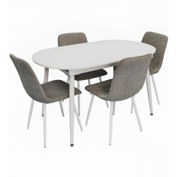 Set masa + 4 scaune Evelin DT-533R Wh + YTC-078Wh UF885-14 (White/Grey)